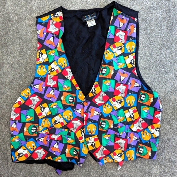 Looney Tunes Mania Authentic Vintage silk vest coat size Large XLarge - Picture 1 of 12